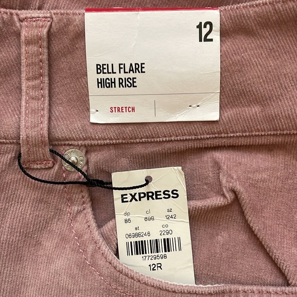 NWT Express Bell Flare High Rise Stretch Corduroy Pant - size 12R - Picture 2 of 7